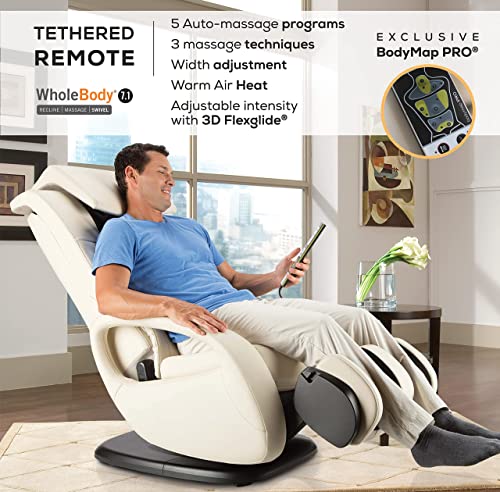 Human Touch WholeBody 7.1 Living Room Recliner Massage Chair - Full Body Professional Grade Personal Massage - Relaxation w Heat for Targeted Stress + Muscle Pain Relief with Foot Calf - Bone