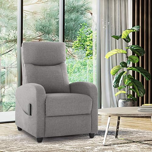 Recliner Chair for Adults, Massage Reclining Chair for Living Room, Adjustable Modern Recliners Chair, Home Theater Seating Single Sofa Recliner with Padded Seat Backrest (Light Grey)