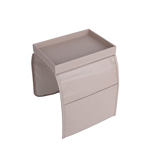 Hyfant Couch Remote Control Holder Cup Holder Leather Couch Caddy Sofa Armrest Organizer with Detachable Tray TV Controller Holder Sofa Caddy for Smart Phone, Book, Magazines, iPad, Snacks