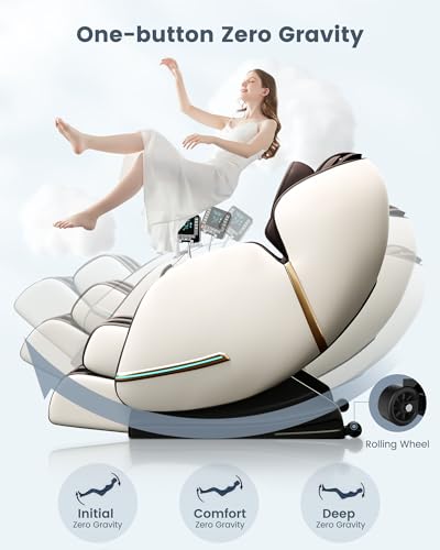 WANSID Massage Chair Full Body,Zero Gravity Massage Chair with Heat and Foot Massage,Full Body Massage Recliner Chair with Airbags, Kneading, Bluetooth, LCD Touch Control