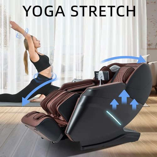 iRest 2024 Massage Chair - Full Body Relaxation with Yoga Stretching, Zero Gravity, SL Track, Foot Rollers, Airbags, Heating, and AI Voice Control (Black)