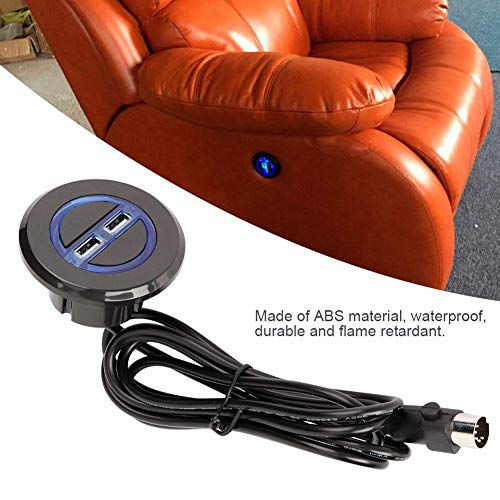 Strnek Electric Recliner Chair Sofa Replacement Button, Chair Hand Control Handset with Dual USB Wired Remote Control Electric Sofa Repair Round Dual USB Charging Interface Smart