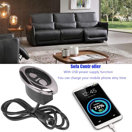 SZAWINLI AWINLI Electric Recliner Switch,Oval 2 Key 5 Pin Fixed Electric Sofa Controller,with USB Charging Interface, Suitable for Lift Chair Electric Recliner Massage Chair Smart Sofa