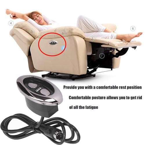 SZAWINLI AWINLI Electric Recliner Switch,Oval 2 Key 5 Pin Fixed Electric Sofa Controller,with USB Charging Interface, Suitable for Lift Chair Electric Recliner Massage Chair Smart Sofa