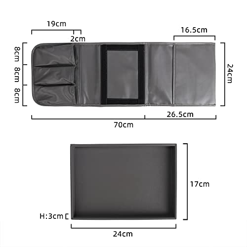 Hyfant Couch Remote Control Holder Cup Holder Leather Couch Caddy Sofa Armrest Organizer with Detachable Tray TV Controller Holder Sofa Caddy for Smart Phone, Book, Magazines, iPad, Snacks