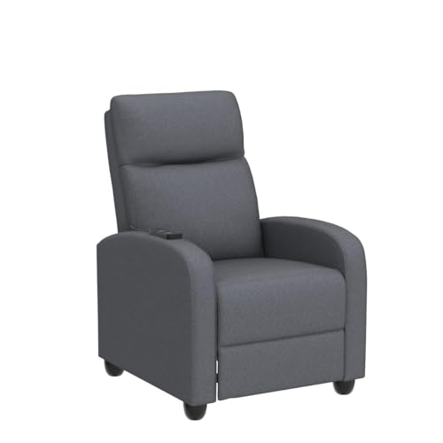 ANJ Massage Recliner Chair Fabric Winback Recliner Chairs, Modern Padded Seat Reclining Chair Single Sofa for Living Room, Adjustable Home Theater Seating Office (Light Grey)