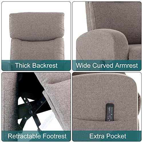 Massage Recliner Chair, Fabric Recliner Sofa Home Theater Seating with Lumbar Support Winback Single Sofa Armchair Reclining Chair Easy Lounge for Living Room Grey