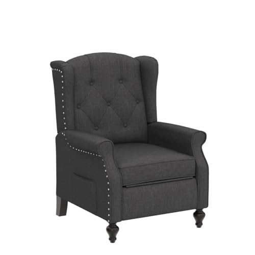 B BAIJIAWEI Recliner Wingback Chair - Tufted Arm Chair Recliner - Massage Recliner Chair with Heat - Fabric Push Back Recliner with Remote Control, Heating Function, Adjustable Backrest (Grey)