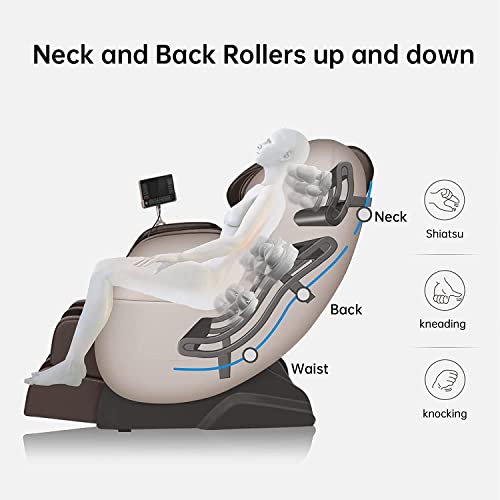 Real Relax 2022 Massage Chair of Dual-core S Track Recliner with Smart Voice Controller Zero Gravity (Brown)