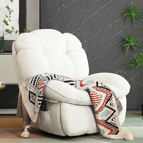 DYHOME Power Recliner Chair, Massage Chair Recliner with Heated, Modern Swivel Rocking Recliner Chairs for Adults with USB, USB-C, White Reclining Swivel Chairs for Living Room, Bedroom