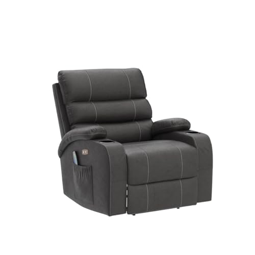 B BAIJIAWEI Power Lift Recliner Chair - Breath Leather Electric Recliner for Elderly - Heavy Duty Reclining Chair with Side Pockets, USB Charge Port & Massage Remote Control (Modern, Leather-Grey)