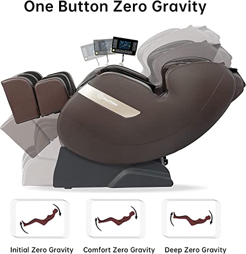 Real Relax 2022 Massage Chair of Dual-core S Track Recliner with Smart Voice Controller Zero Gravity (Brown)