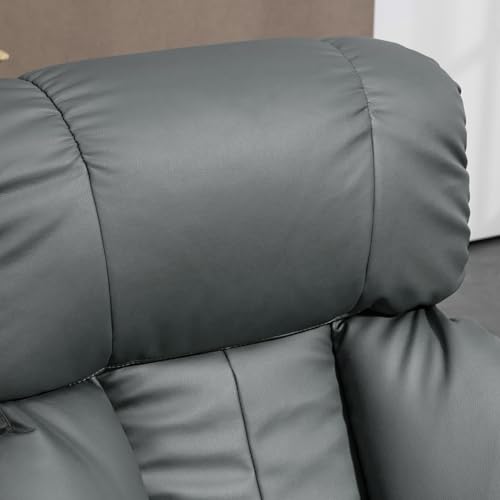 HOMCOM Massage Recliner Chair with Ottoman, 360° Swivel Recliner and Footstool, PU Leather Reclining Chair with Side Pocket and Remote Control, Gray