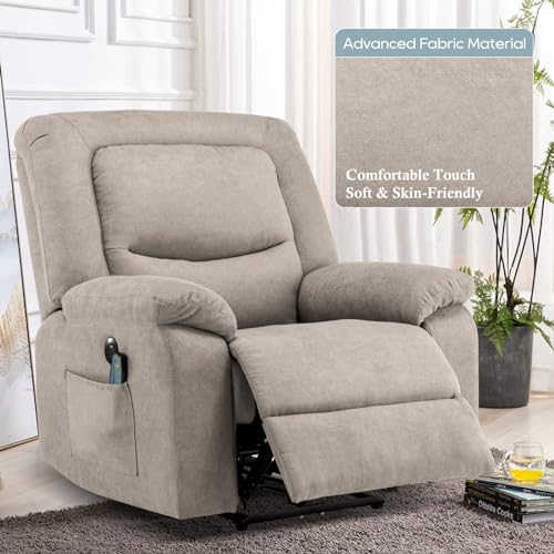 RIHEREFY Power Recliner Chair,Wall Hugger Recliner with Heat and Massage,Massage Chair Recliner with 2 Side Pockets, USB & Type-C Port,Electric Recliner Chair for Living Room