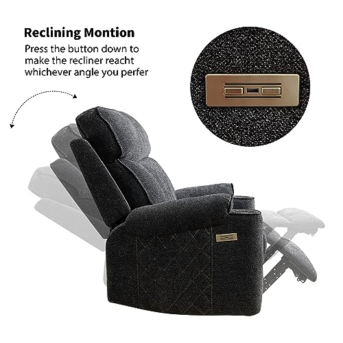 ANJ Classic Power Recliner Chair, Overstuffed Electric Recliners with Double Layer Backrest and Cup Holders, Comfy Reclining Single Sofa for Living Room
