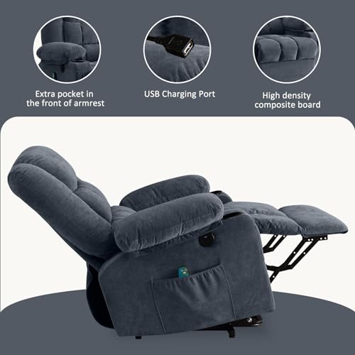 BOSMILLER Power Lift Recliner Chair Recliners for Elderly with Heat and Massage Recliner Chair for Living Room with Infinite Position and Side Pocket,USB Charge Port