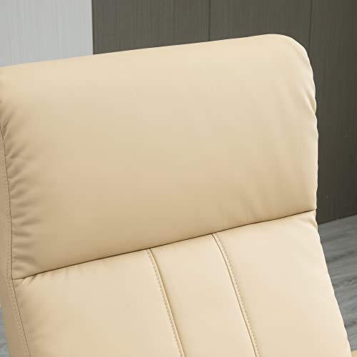 HOMCOM Recliner Chair with Ottoman, Electric Faux Leather Recliner with 10 Vibration Points and 5 Massage Mode, Reclining Chair with Remote Control, Swivel Wood Base and Side Pocket, Beige
