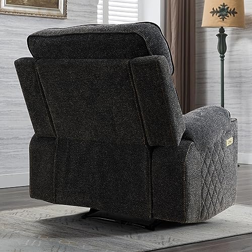 ANJ Classic Power Recliner Chair, Overstuffed Electric Recliners with Double Layer Backrest and Cup Holders, Comfy Reclining Single Sofa for Living Room