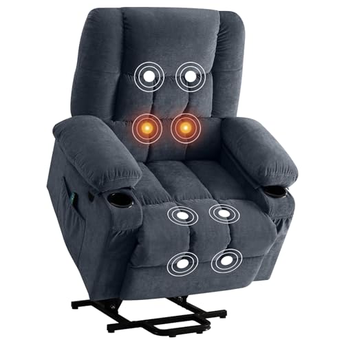 BOSMILLER Power Lift Recliner Chair Recliners for Elderly with Heat and Massage Recliner Chair for Living Room with Infinite Position and Side Pocket,USB Charge Port
