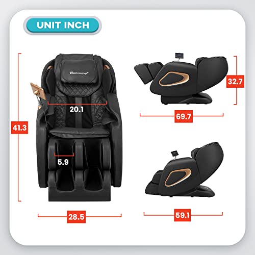 Massage Chair,Full Body Zero Gravity SL Track Massage Chair Recliner Chair with Smart Large Screen Bluetooth Speaker Built-In Heat Therapy Foot Roller Air Massage System for Home Office,Black