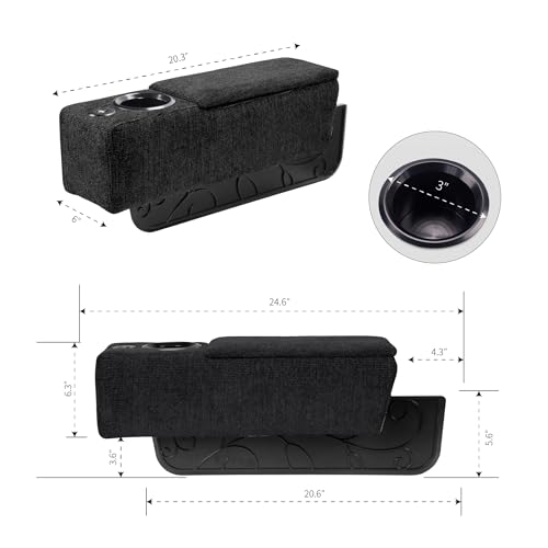 beyond SMART Multifunctional Sofa Armrest, Couch Armrest with Cup Holder, Removable Sofa Caddy with Storage,Equipped with LED Reading Light&Wireless Charge Stand, Black