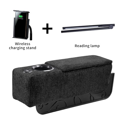 beyond SMART Multifunctional Sofa Armrest, Couch Armrest with Cup Holder, Removable Sofa Caddy with Storage,Equipped with LED Reading Light&Wireless Charge Stand, Black
