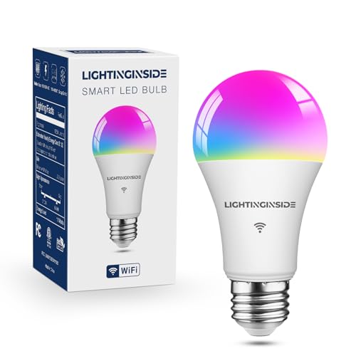 Lightinginside Smart Light Bulbs 100W Equivalent, 1350lm 11W WiFi Smart Bulb Compatible with Alexa/Google Assistant, A19 E26 Color Changing Light Bulb No Hub Required, 2.4GHz WiFi Only, ETL Listed,1PC