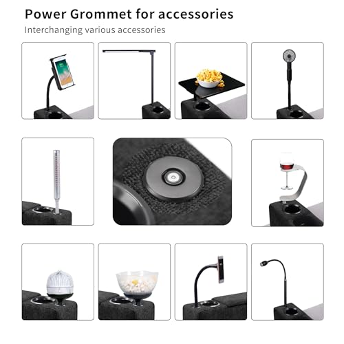 beyond SMART Multifunctional Sofa Armrest, Couch Armrest with Cup Holder, Removable Sofa Caddy with Storage,Equipped with LED Reading Light&Wireless Charge Stand, Black
