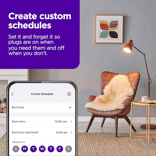 Roku Smart Home Indoor Smart Plug, 2-Pack - WiFi Smart Plugs Works with Alexa & Google Assistant, No Hub Required - Custom Scheduling Timer & Multi-Outlet Sync - Easy-to-Setup Smart Home Products