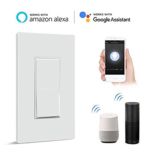 Smart Light Switch Single Push buttons, No Neutral Wire,No hub Required Single Live Wire Push Button,Remote Control Compatible with Alexa and Google Home