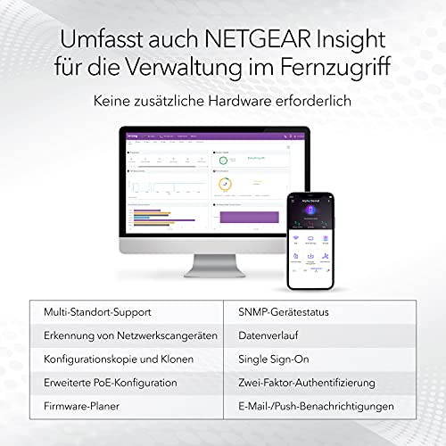 NETGEAR 24-Port Gigabit Ethernet Smart Managed Pro PoE Network Switch (GS724TP) - Hub with 24 x PoE+ @ 190W, 2 x 1G SFP, Desktop/Rackmount, and ProSAFE Protection, Black, Grey