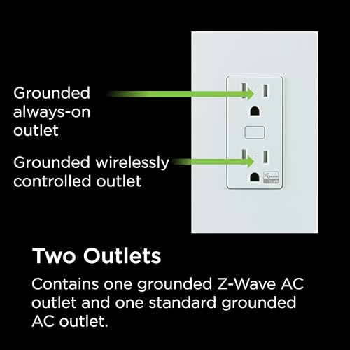Jasco Z-Wave Plus in-Wall Smart Tamper-Reistant Outlet, Works with Alexa, Google Assistant, 1 Z-Wave Outlet & 1 Always On Outlet, Hub Required, White, Smart Outlet, Lamps, Small Appliances, 14315