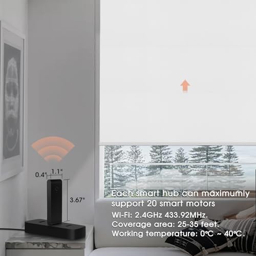 Canisteo Smart Hub for Motorized Blinds Work with Alexa, Google Assistant, SmartThings, USB-Aport integrated, Control up to 20 motors, Wi-Fi 2.4GHz to Sub-1G 433MHZ, Black