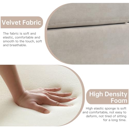 Miuuod 9 Seaters L/U Shape Oversized Convertible Sectional Sofa Couch for Living Room,5 Seats with 4 Ottomans L Shape Sofa,Cozy Couches,Queen Velvet Couche,Extra Large Sofa Bed Beige,183.46" L