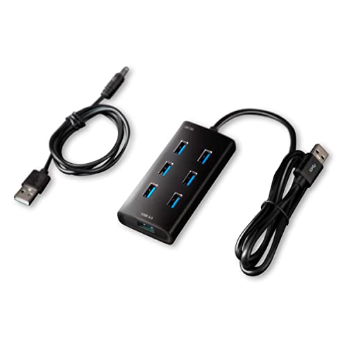 Rebuff Reality USB Hub 3.0, 7-Port Data USB Hub with One Smart Charging Port, 31.5inch Long Cable USB Extension for MacBook, Mac Pro/Mini, iMac, PC and Vive Tracker USB dongles