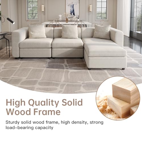 Miuuod 9 Seaters L/U Shape Oversized Convertible Sectional Sofa Couch for Living Room,5 Seats with 4 Ottomans L Shape Sofa,Cozy Couches,Queen Velvet Couche,Extra Large Sofa Bed Beige,183.46" L