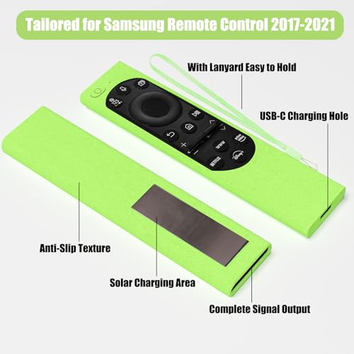 2 Pack Remote Cover for Samsung Smart TV, Silicone Protective Case for Samsung Solar Cell Remote 2021 2022 BN59-01357 BN59-01385 BN59-01265A Updated Remote Case Glow in Dark (Glow Green +Glow Blue)