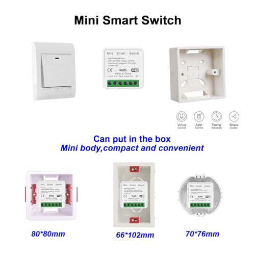 Bkiyougo WiFi Smart Switch Light Switch, Compatible with Alexa/Google Home, APP Remote Control, Voice Control, DIY Mode, Timer Function, LAN Control, No Hub Required, 2 Way 16A(4 Pack)