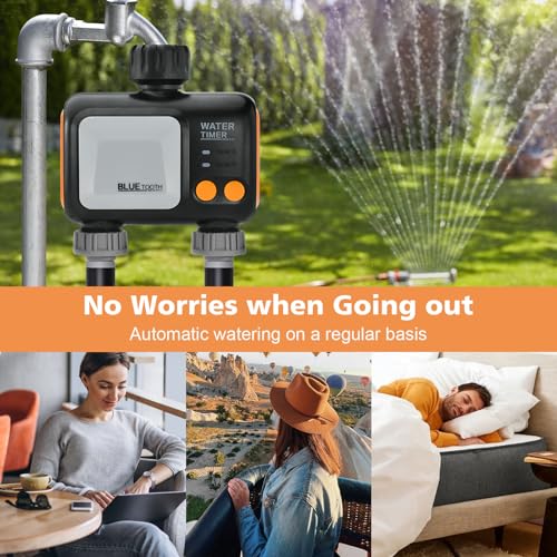 Johgee Smart WiFi Water Timer for Garden Hose, 2 Zone WiFi Sprinkler Timer with WiFi Hub, Hose Timers for Watering with Rain Delay,WiFi Irrigation Sprinkler Controller for Garden Lawns,Work with Alexa