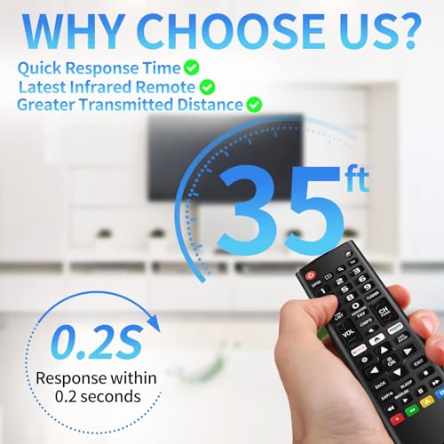 Rimous Universal Remote Compatible with LG TV Remote Control (All Models) for All LG Smart TV LCD LED 3D AKB75375604 AKB75095307 AKB75675304, Remote Control for LG TV Remote Wr Holder & Battery