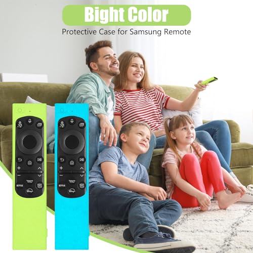 2 Pack Remote Cover for Samsung Smart TV, Silicone Protective Case for Samsung Solar Cell Remote 2021 2022 BN59-01357 BN59-01385 BN59-01265A Updated Remote Case Glow in Dark (Glow Green +Glow Blue)
