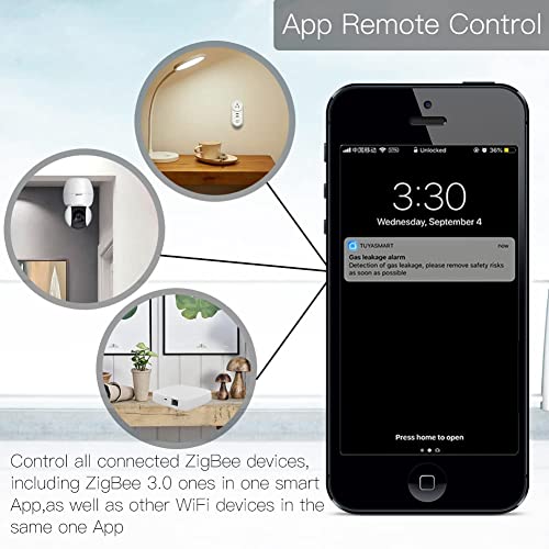 MOES Tuya ZigBee 3.0 Hub/Wired Gateway, WiFi Smart Home Bridge Remote Controller, Compatible with Alexa/Google Assistant, Work with Tuya ZigBee Smart Device, White