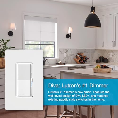 Lutron Caseta Smart Lighting Kit w/Hub, Diva Smart Dimmer Switch, Remote & More, for LED Bulbs, Works w/Alexa, Apple Homekit, Google Home, No Neutral Required, 150W Single-Pole/3-Way, DVRF-BDG-1DP-A