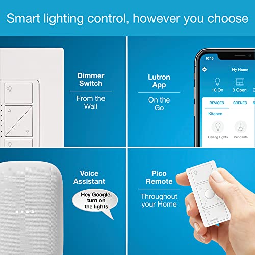 Lutron Caseta Smart Lighting Kit w/Hub, Diva Smart Dimmer Switch, Remote & More, for LED Bulbs, Works w/Alexa, Apple Homekit, Google Home, No Neutral Required, 150W Single-Pole/3-Way, DVRF-BDG-1DP-A