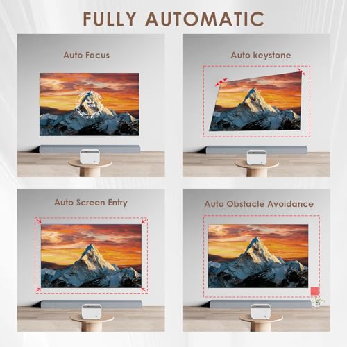 [Auto Focus/Keystone&Apps] FunFlix A1 Android TV Projector 4K with WiFi and Bluetooth,800 ANSI Outdoor Projector with 8000+ Apps Built-in, Home Theater