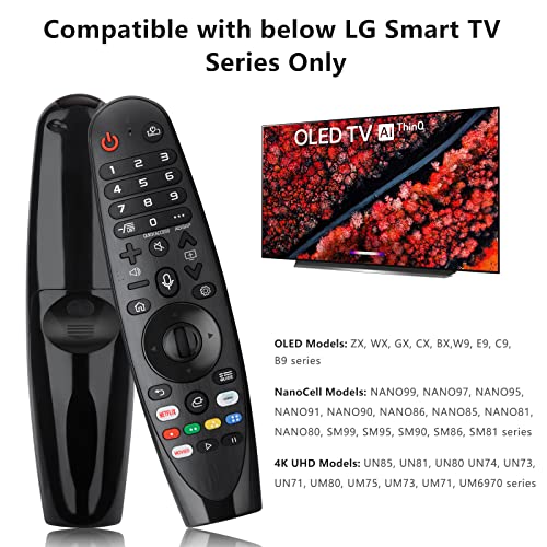 Voice Magic Remote AKB75855501 for LG OLED QNED NanoCell Webos Smart TV Magic Remote Replacement AN-MR20GA MR19BA MR18BA MR650A, with Pointer Function