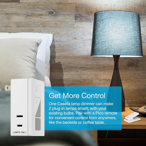 Lutron Caseta Single-Pole/3-Way Smart Lighting Lamp Dimmer and Remote Kit | P-PKG1P-WH | White
