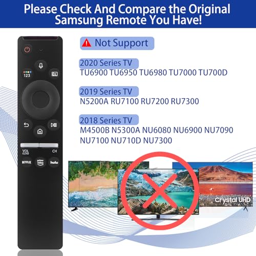 Gvirtue Replacement Voice Remote for Samsung Smart TV Remote, Compatible for Samsung LED QLED 4K 8K UHD Crystal Frame HDR Curved Smart TVs, with Shortcut Buttons for Netflix, Prime Video, Hulu