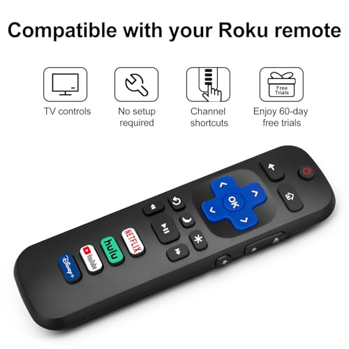 (Pack of 2) Replacement Remote Control Only for Roku TV, Compatible for TCL Roku/Hisense Roku/Onn Roku/Philips Roku Smart TVs(Not for Stick and Box)