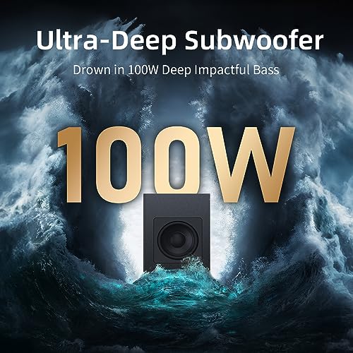 Sound Bars for TV with 100 watts Subwoofer, 16-inch Mountable Sound Bar, 2.1ch Surround Sound System for TV, Bluetooth Soundbar for TV Work with Traditional or Smart TV, Computer